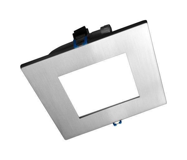 6 in. Square Nickel Flat Panel LED Downlight in 3000K - Green Lighting Wholesale