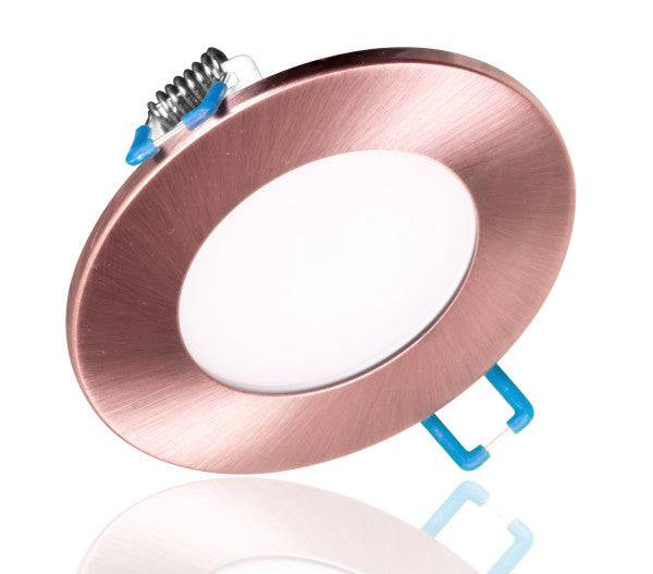 3 in. Round Aged Copper Flat Panel LED Downlight in 2700K - Green Lighting Wholesale