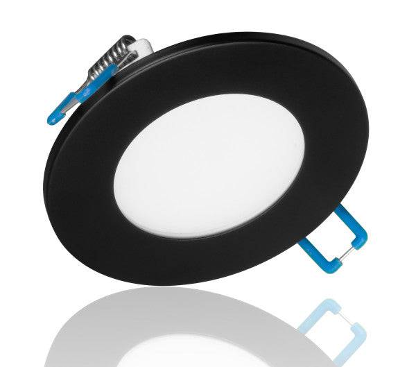 3 in. Round Black Flat Panel LED Downlight in 2700K - Green Lighting Wholesale