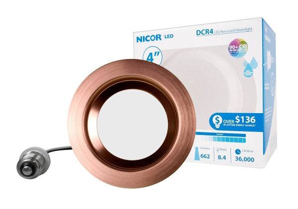 4 in. LED Recessed Downlight Retrofit Light Fixture in Aged Copper, 5000K - Green Lighting Wholesale