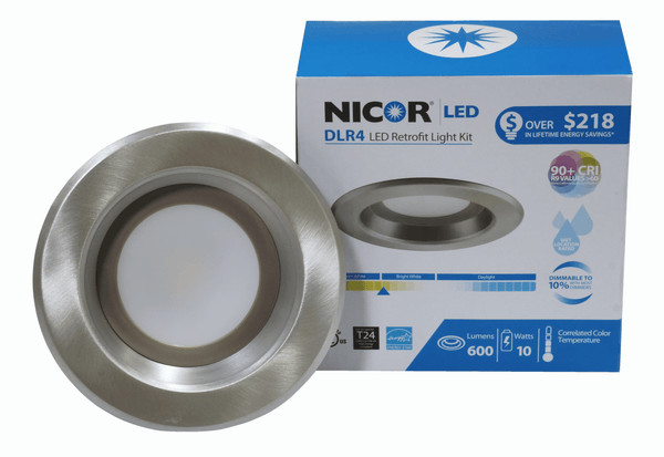 4-Inch Nickel LED Recessed Downlight in 4000K 93CRI - Green Lighting Wholesale