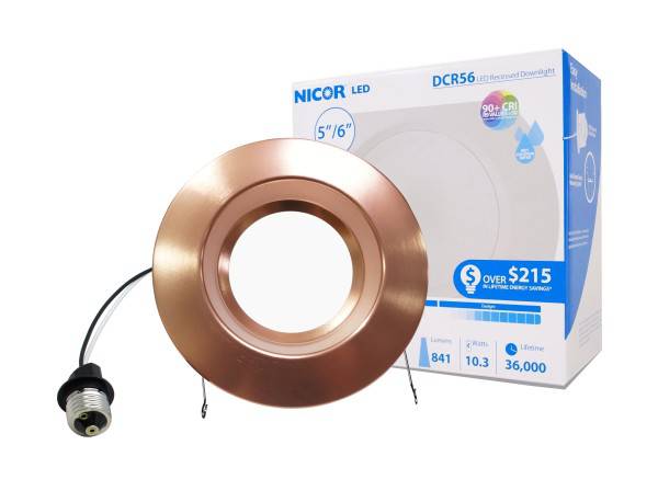 5/6 in. 800 Lumen LED Recessed Downlight Retrofit Light Fixture in Aged Copper, 4000K - Green Lighting Wholesale