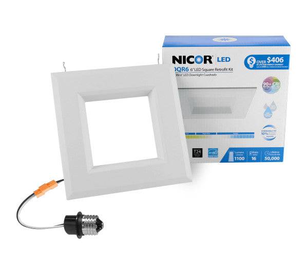 6 in. White Square LED Recessed Downlight in 3000K - Green Lighting Wholesale