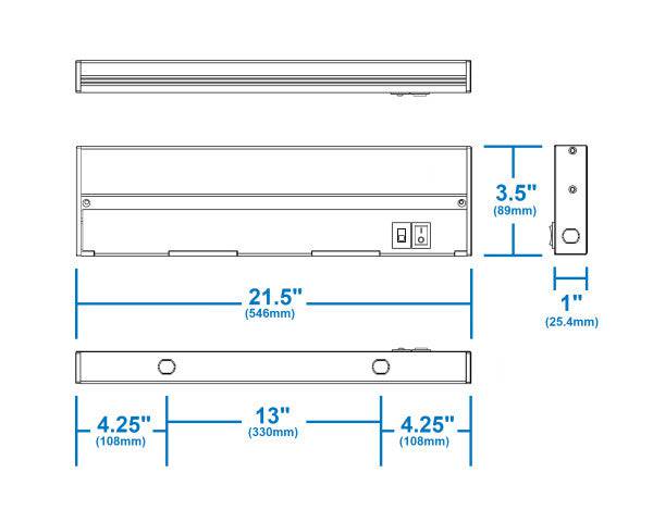 21.5-inch White Selectable LED Under Cabinet Light - Green Lighting Wholesale