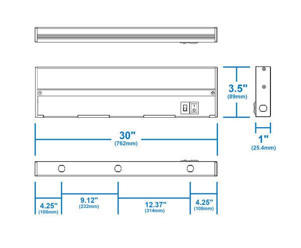 30-inch White Selectable LED Under Cabinet Light - Green Lighting Wholesale