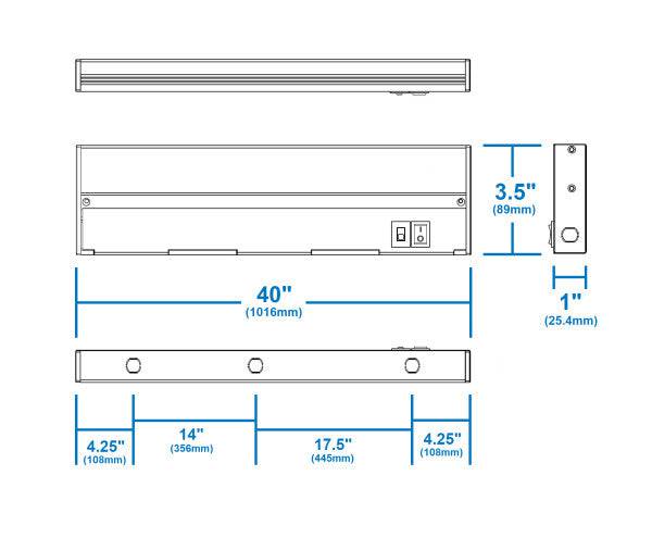 40-inch Oil Rubbed Bronze Selectable LED Under Cabinet Light - Green Lighting Wholesale