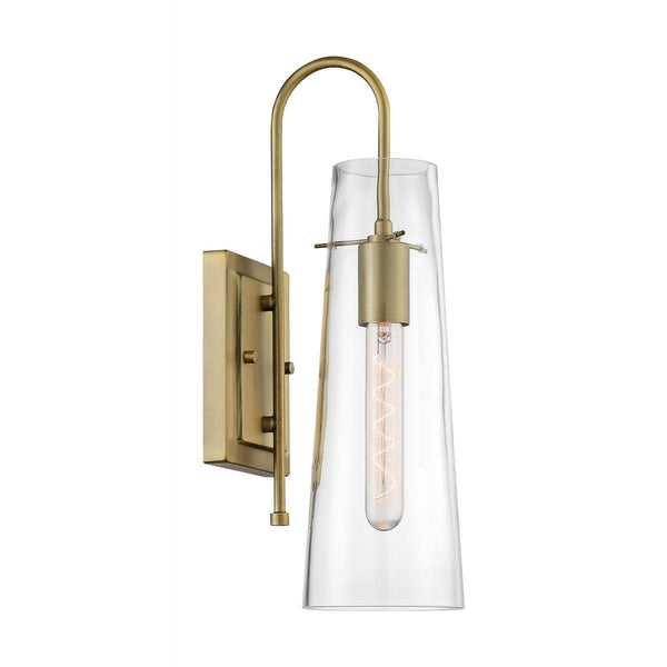 Alondra - 1 Light Sconce with Clear Glass - Vintage Brass Finish - Green Lighting Wholesale