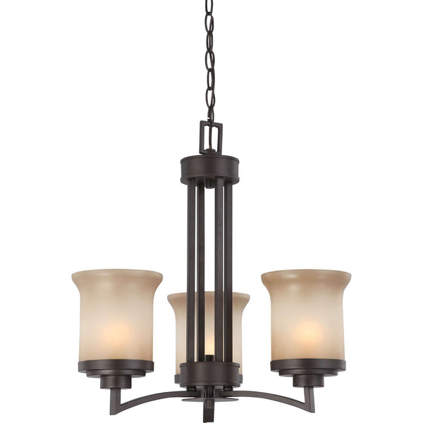 Chandelier in Dark Chocolate Bronze Finish with Saffron Glass - Green Lighting Wholesale