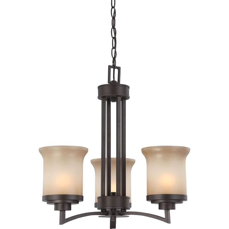 Chandelier in Dark Chocolate Bronze Finish with Saffron Glass - Green Lighting Wholesale