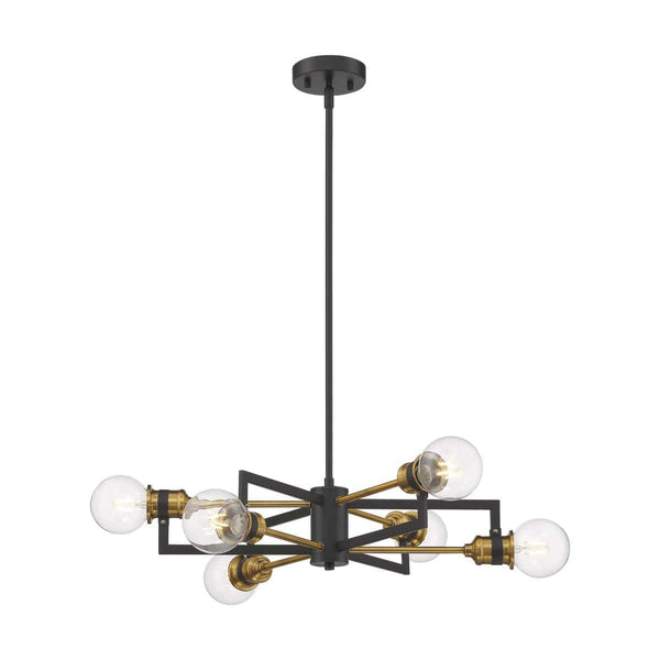 Intention 6 Light Chandelier - Warm Brass and Black Finish - Green Lighting Wholesale