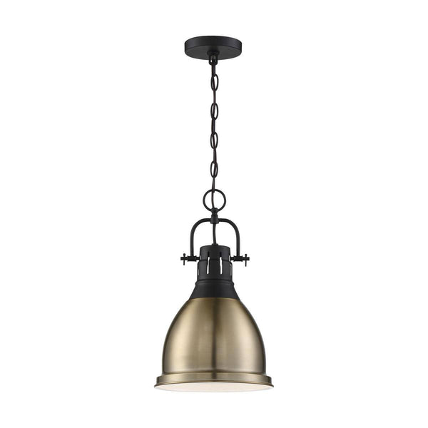 Watson - 1 Light Pendant - Matte Black and Burnished Brass Finish - Green Lighting Wholesale