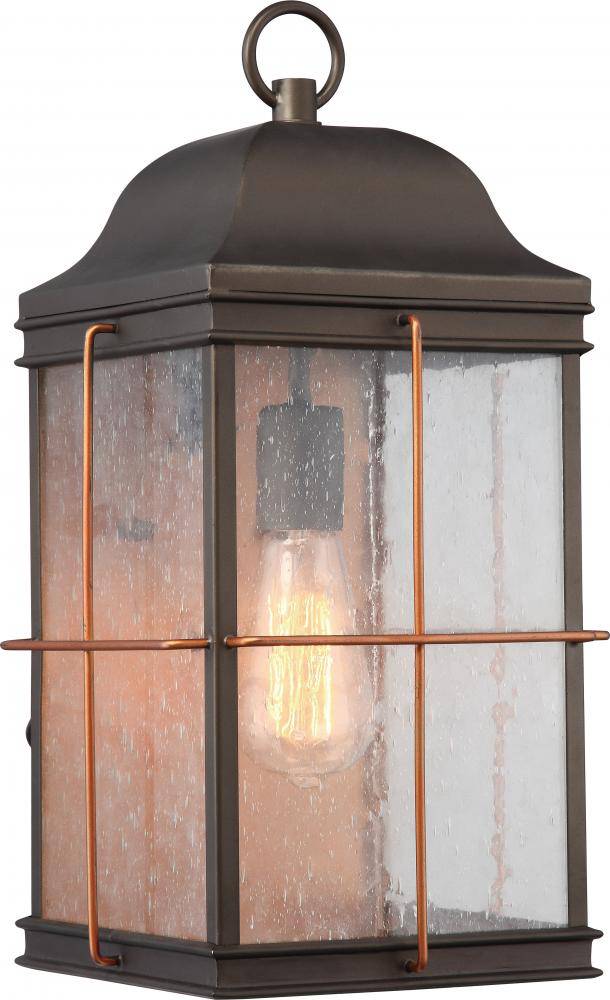 Howell Large Outdoor Wall Fixture with Vintage Lamp; Bronze with Copper Accents - Green Lighting Wholesale
