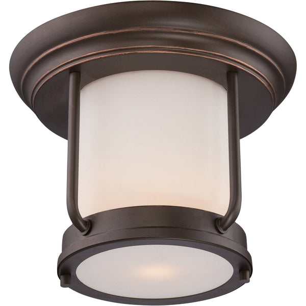 LED Bronze Outdoor Flush Fixture with Satin White Glass - Green Lighting Wholesale