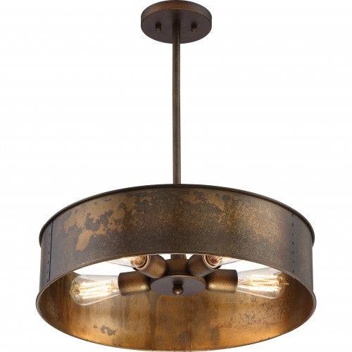 Kettle - 4 Light Pendant with  Vintage Lamps Included; Weathered Brass - Green Lighting Wholesale