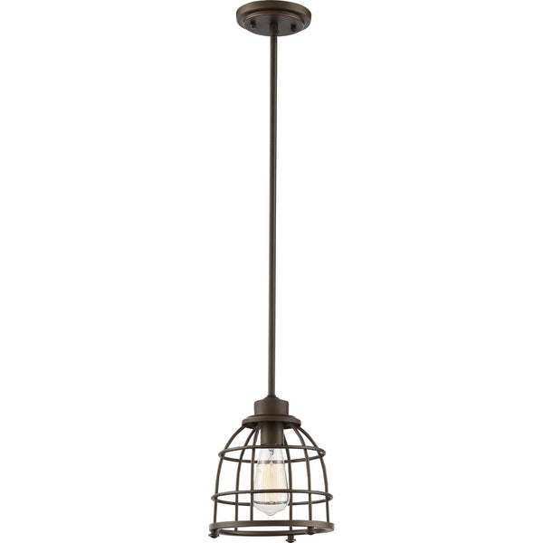 Medium Caged Pendant with 60w Vintage Lamp Included; Mahogany Bronze Finish - Green Lighting Wholesale
