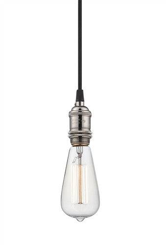 Mini Pendant Light in Polished Nickel Finish and Vintage Light Bulb - Green Lighting Wholesale