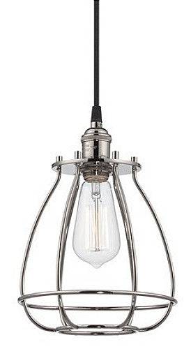 Nuvo Lighting 1 Light Vintage Cage Pendant, Polished Nickel - Green Lighting Wholesale