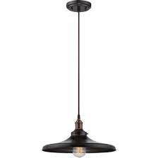 Pendant Fixture in Rustic Bronze and Matching Shade - Green Lighting Wholesale