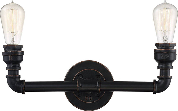 Iron - 2 Light Vanity Fixture in Antiqued Bronze Finish - Green Lighting Wholesale
