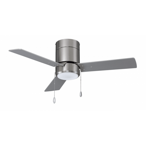 LED SABIO 42" Sweep Hugger 3-Blade Pull Chain Ceiling Fan in Brushed Nickel - Green Lighting Wholesale