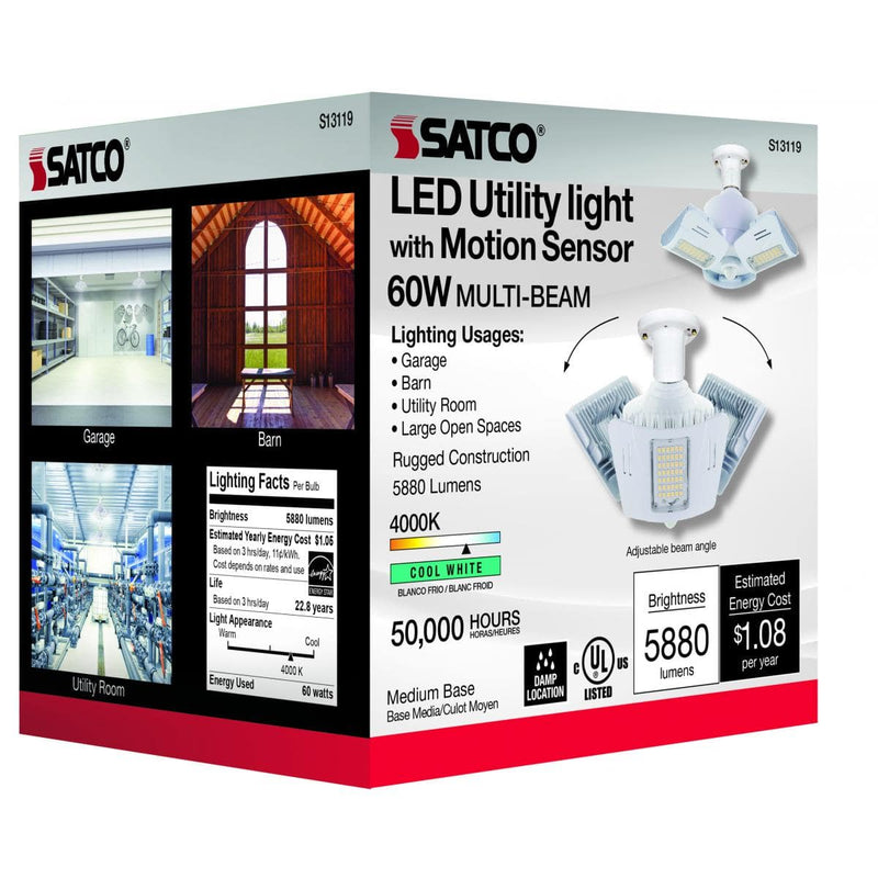 60 Watt LED Motion Sensor Utility Light 4000K - Green Lighting Wholesale