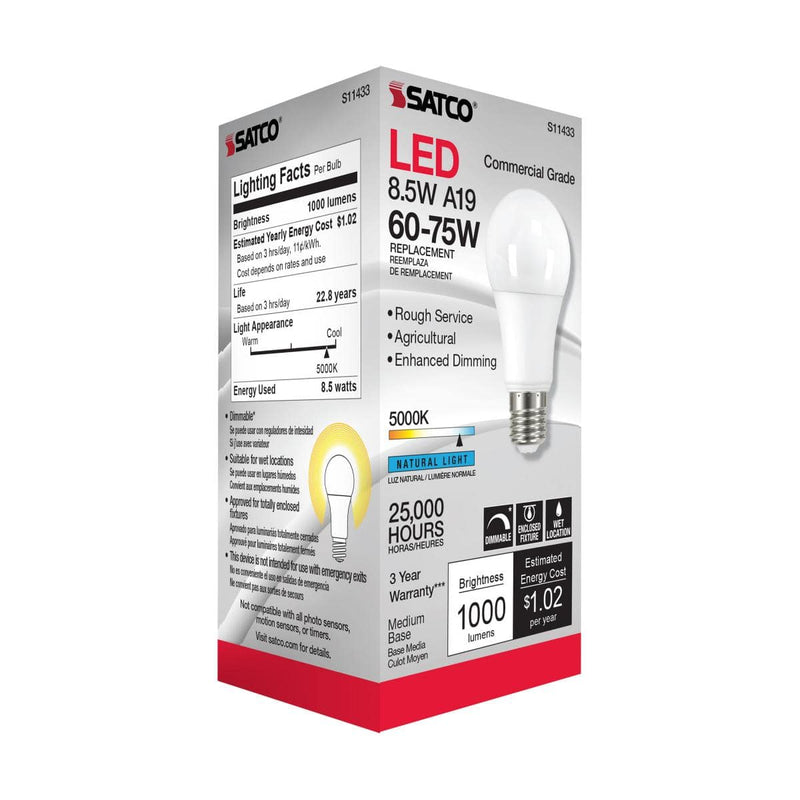 8.5 Watt; A19 LED Dimmable Agriculture Bulb; 5000K - Green Lighting Wholesale