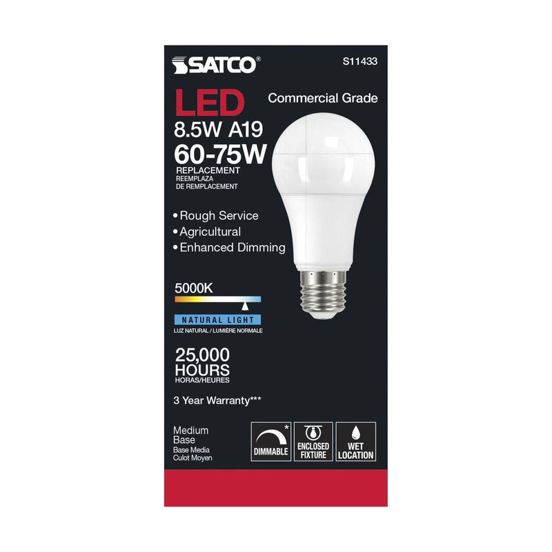 8.5 Watt; A19 LED Dimmable Agriculture Bulb; 5000K - Green Lighting Wholesale