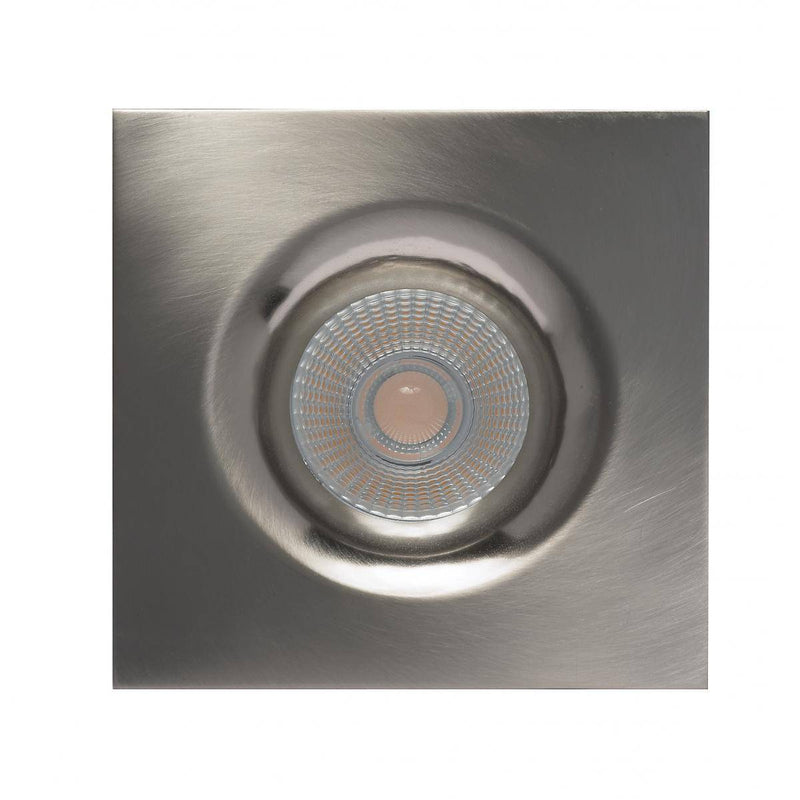 12 watt LED Direct Wire Downlight; 3.5 inch; 3000K; 120 volt; Dimmable; Square; Remote Driver; Brushed Nickel - Green Lighting Wholesale