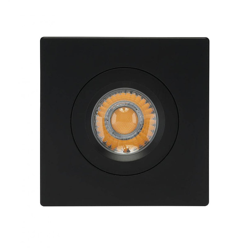 12 watt LED Direct Wire Downlight; Gimbaled; 4 inch; 3000K; 120 volt; Dimmable; Square; Remote Driver; Black - Green Lighting Wholesale