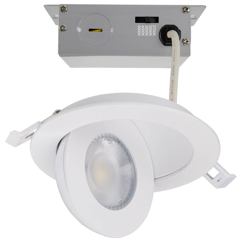 9 Watt; CCT Selectable; LED Downlight; 4 Inch White Eyeball - Green Lighting Wholesale
