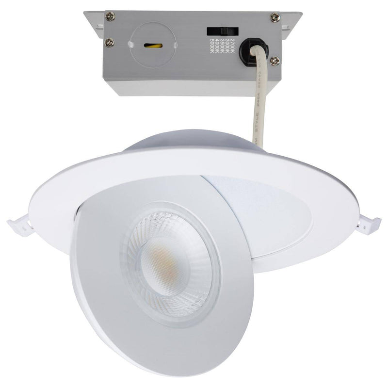 15 Watt; CCT Selectable; LED Direct Wire Downlight; Gimbaled; 6 Inch Round; Remote Driver; White - Green Lighting Wholesale