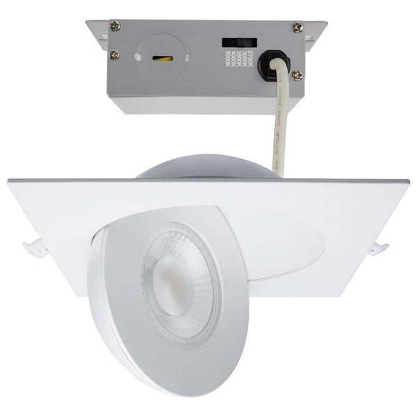 15 Watt; CCT Selectable; LED Direct Wire Downlight; Gimbaled; 6 Inch Square; Remote Driver; White - Green Lighting Wholesale