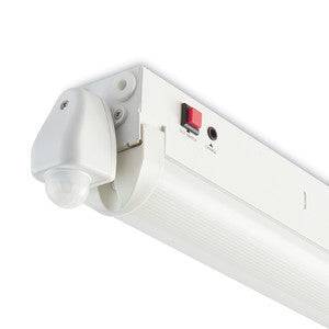 4 ft. 5000K, 24W LED Batten Luminaire with Dual Motion Sensors and Emergency Backup - Green Lighting Wholesale