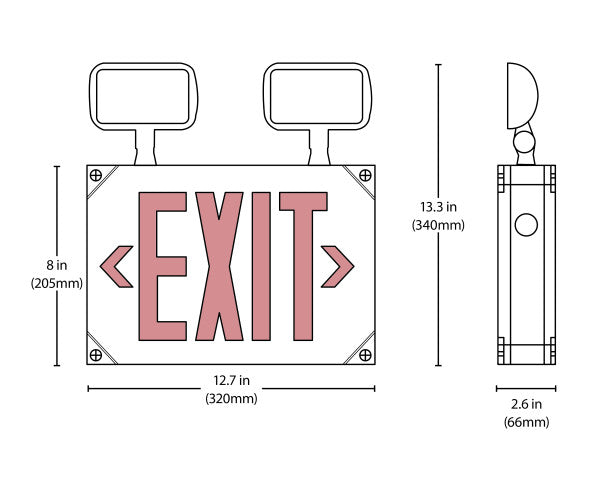 LED Wet Location Emergency Exit Sign with Adjustable Light Heads 
